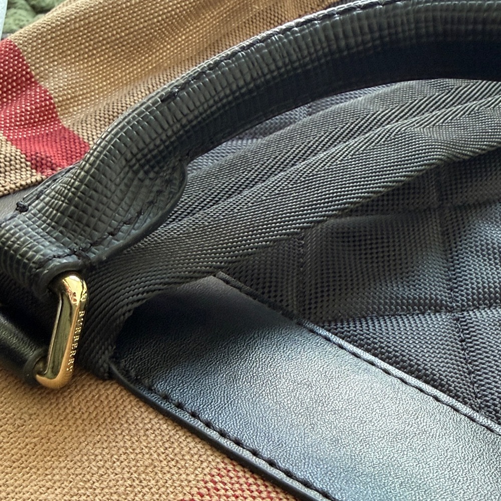 Burberry Brown Black and Red Canvas Drawstring Backpack - Picture 13 of 15